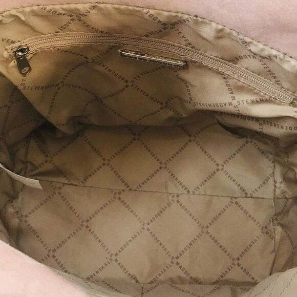 New! Steve Madden Bucket Straw Faux Leather Blush Pink Bohemian Beach TikTok Bag - Picture 10 of 11